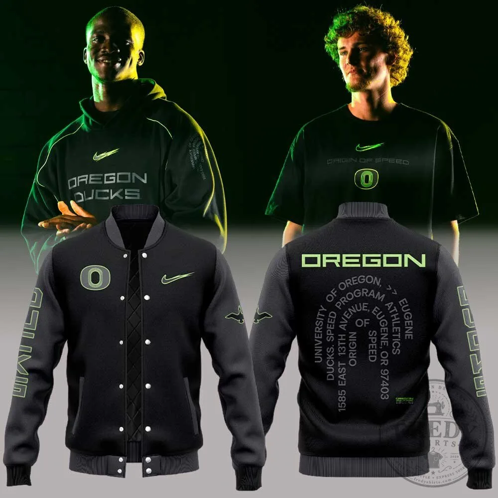 Oregon Ducks Origin of Speed Collection Black Varsity Jacket