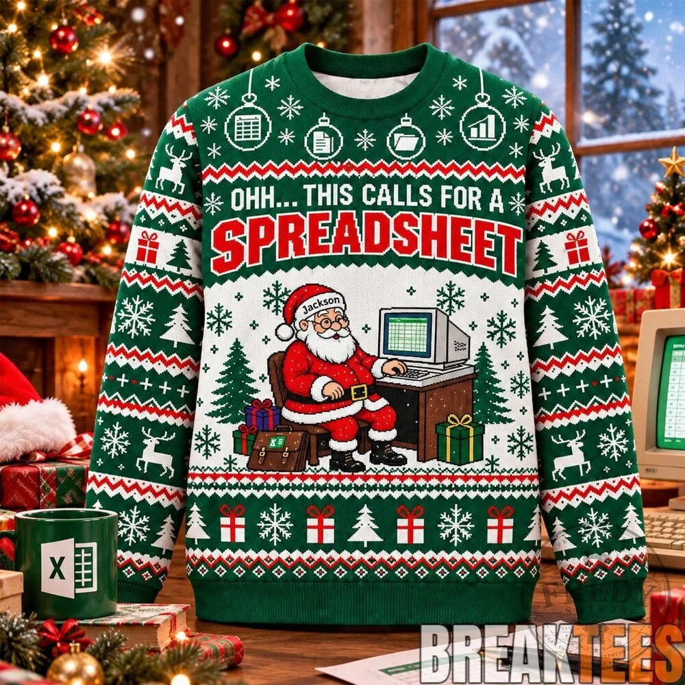 Funny Spreadsheet Santa Claus Christmas Ugly Sweater