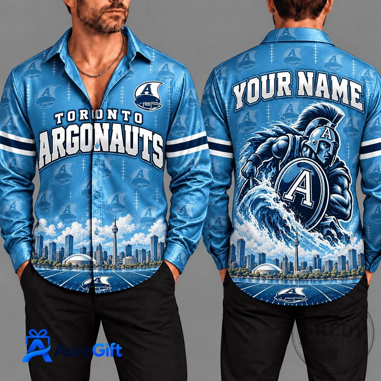 Toronto Argonauts Canadian Football League Personalized Long Sleeve Button Shirt 1 Toronto Argonauts Canadian Football League Personalized Long Sleeve Button Shirt