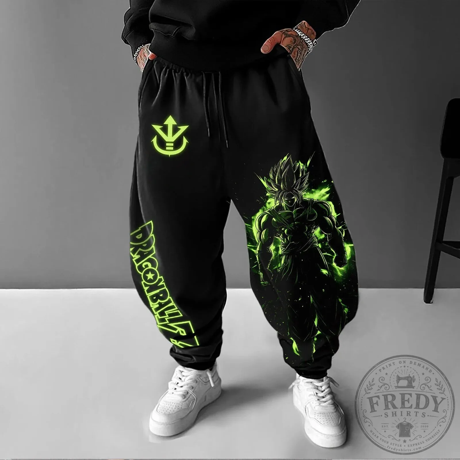Dragon Ball Z Broly Super Saiyan Green Glow Anime Streetwear Jogger Pants