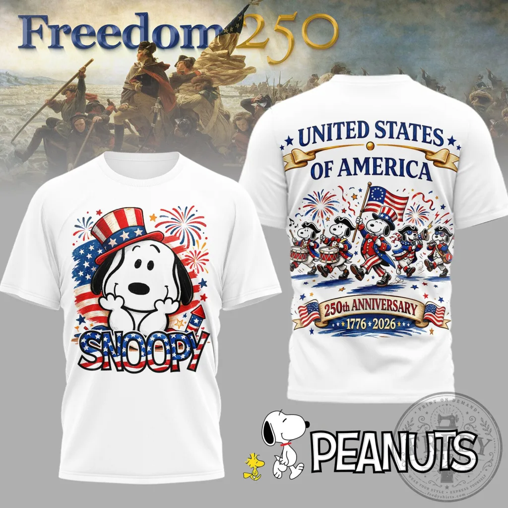 Fourth of July Snoopy Patriotic Stars Stripes 250th Anniversary T-Shirt Fourth of July Snoopy Patriotic Stars Stripes 250th Anniversary T-Shirt