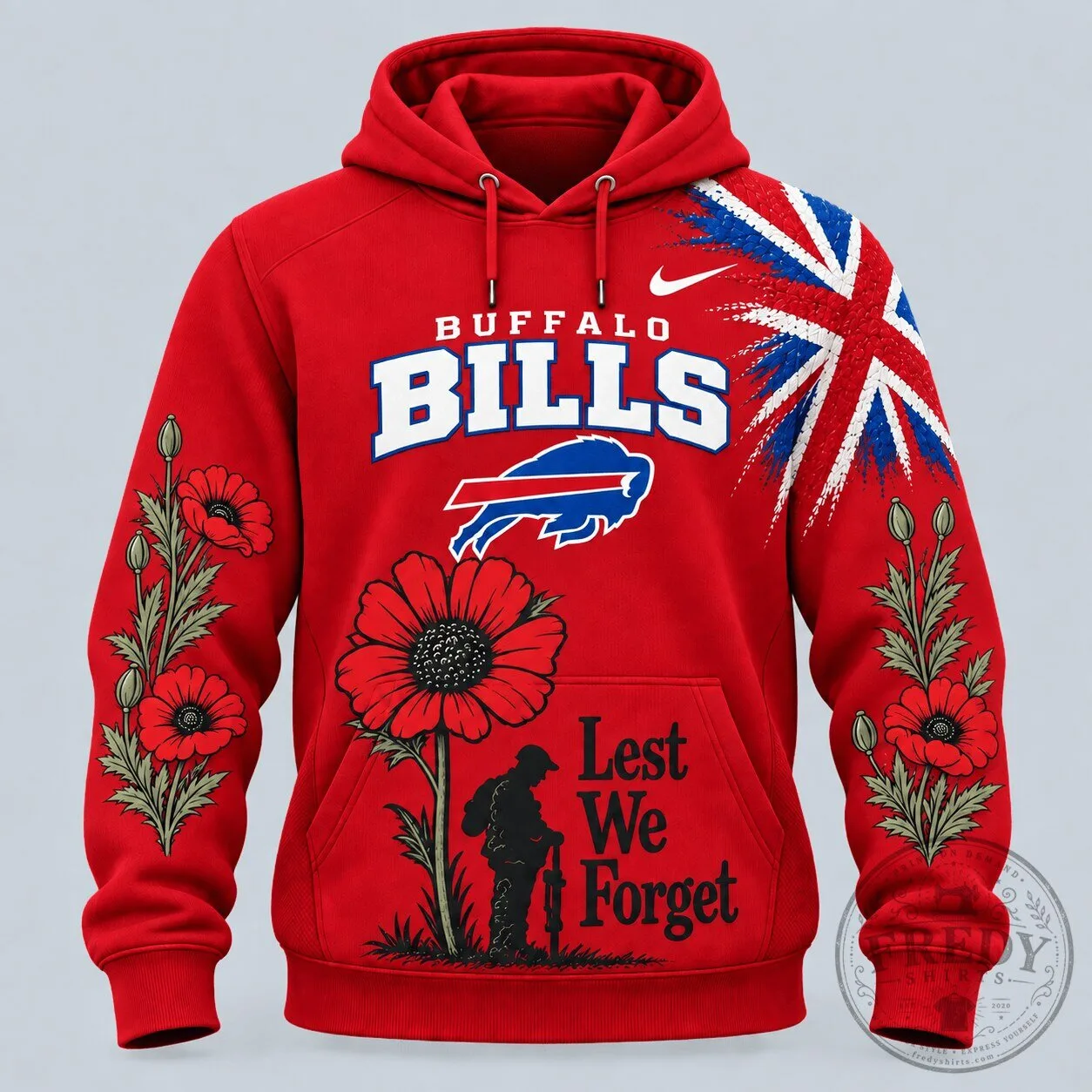 Buffalo Bills Lest We Forget Poppy Flower Red Friday Hoodie