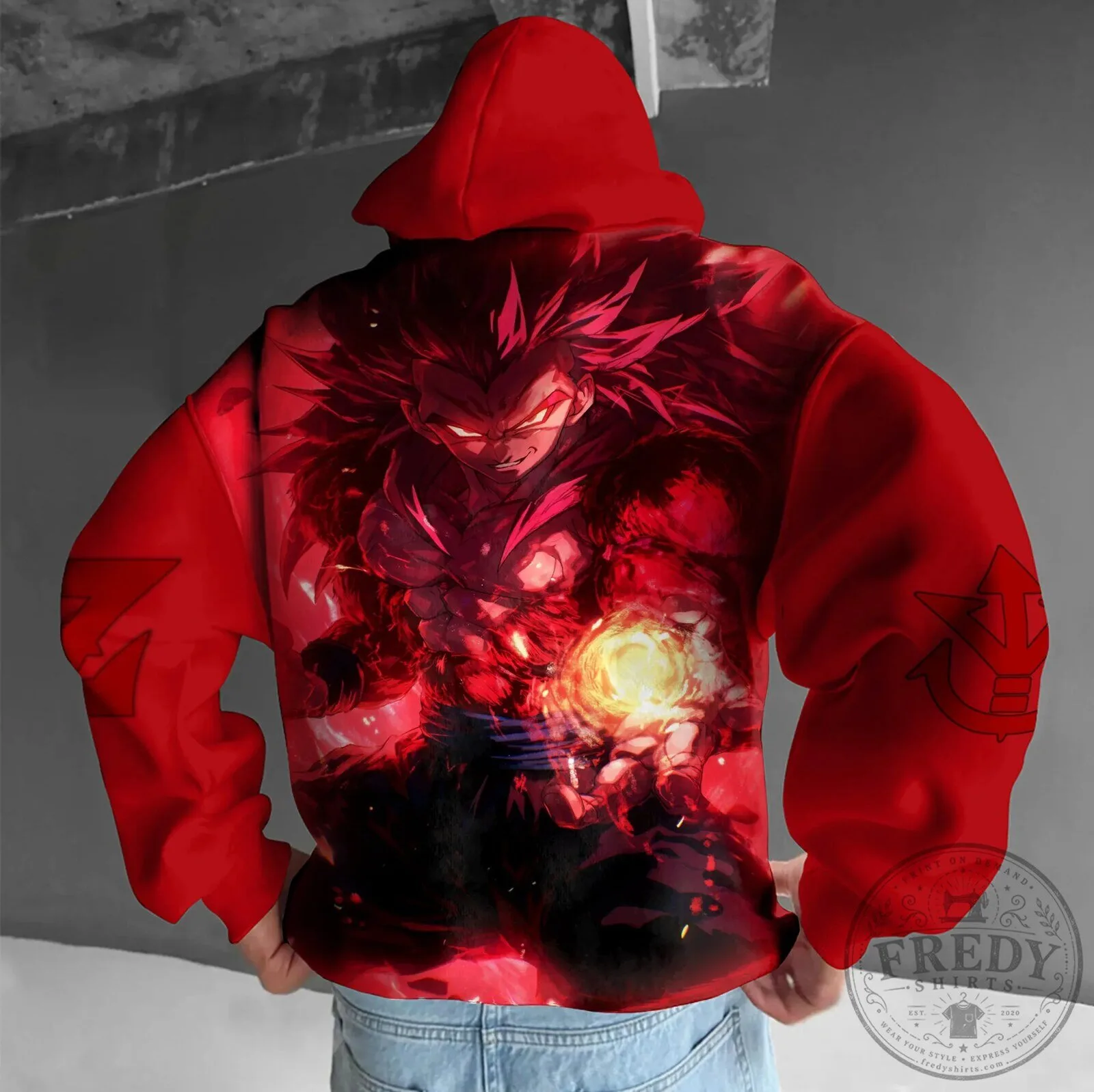 Dragon Ball Super Saiyan God Vegeta Red Anime Graphic Hoodie