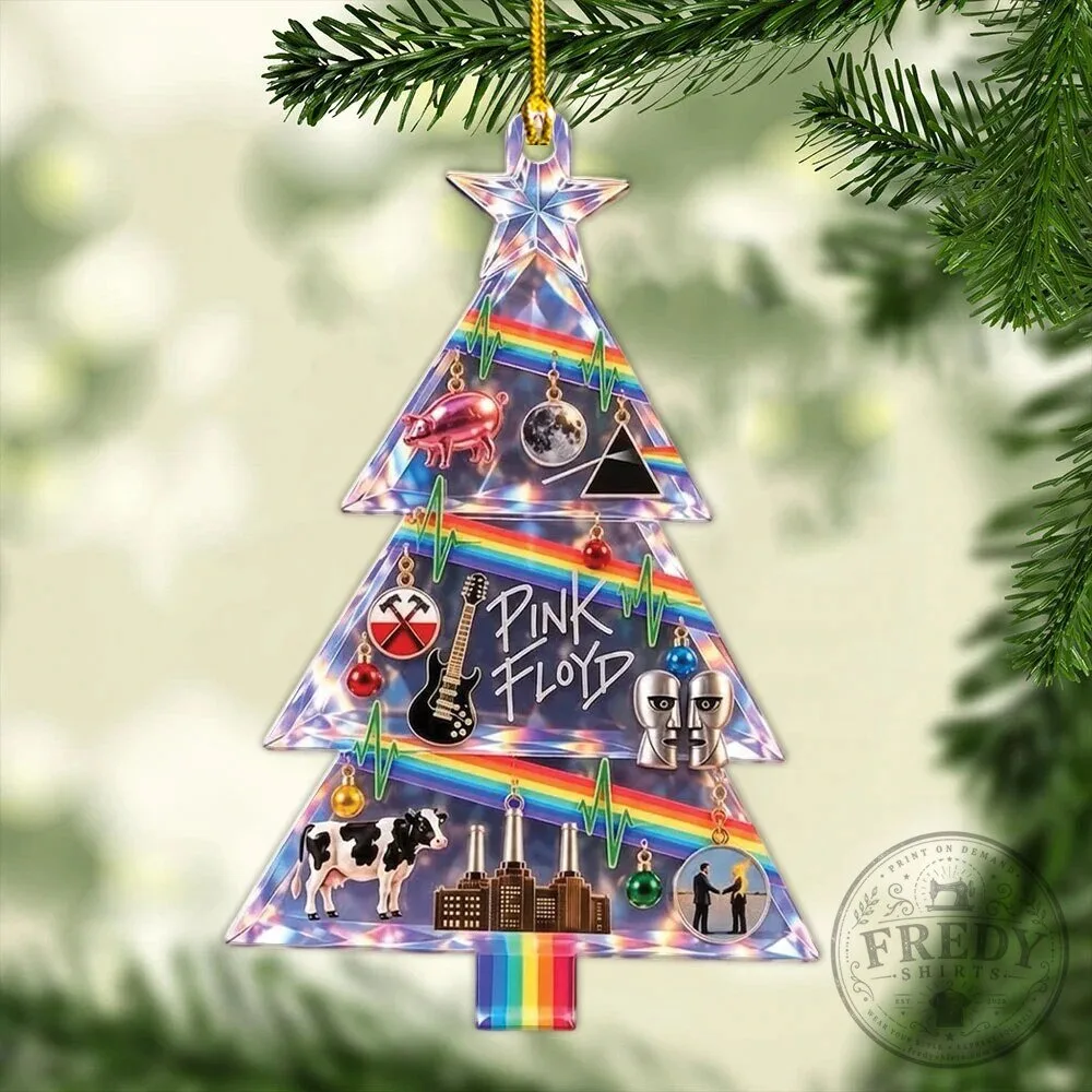 Pink Floyd Christmas Tree Shaped Acrylic Ornament with Band Album Art