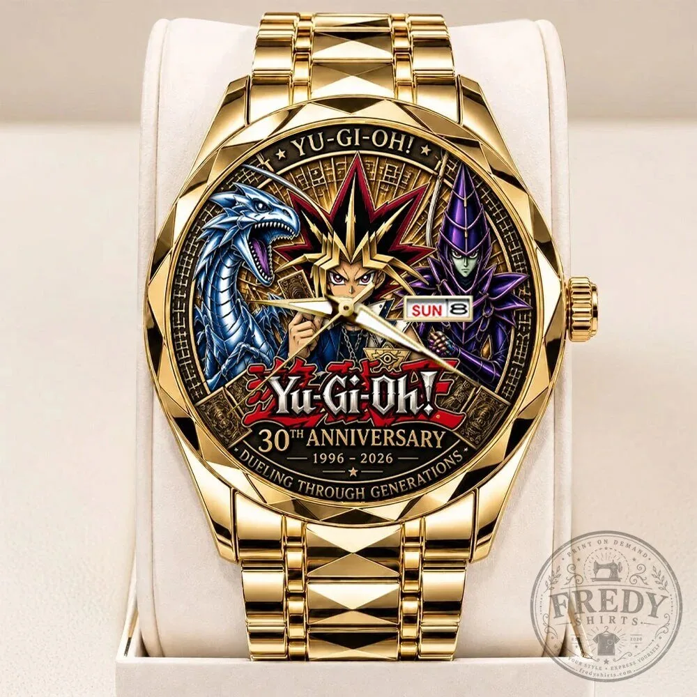 Yu-Gi-Oh! 30th Anniversary Dueling Through Generations Gold Quartz Watch 1 Yu-Gi-Oh! 30th Anniversary Dueling Through Generations Gold Quartz Watch