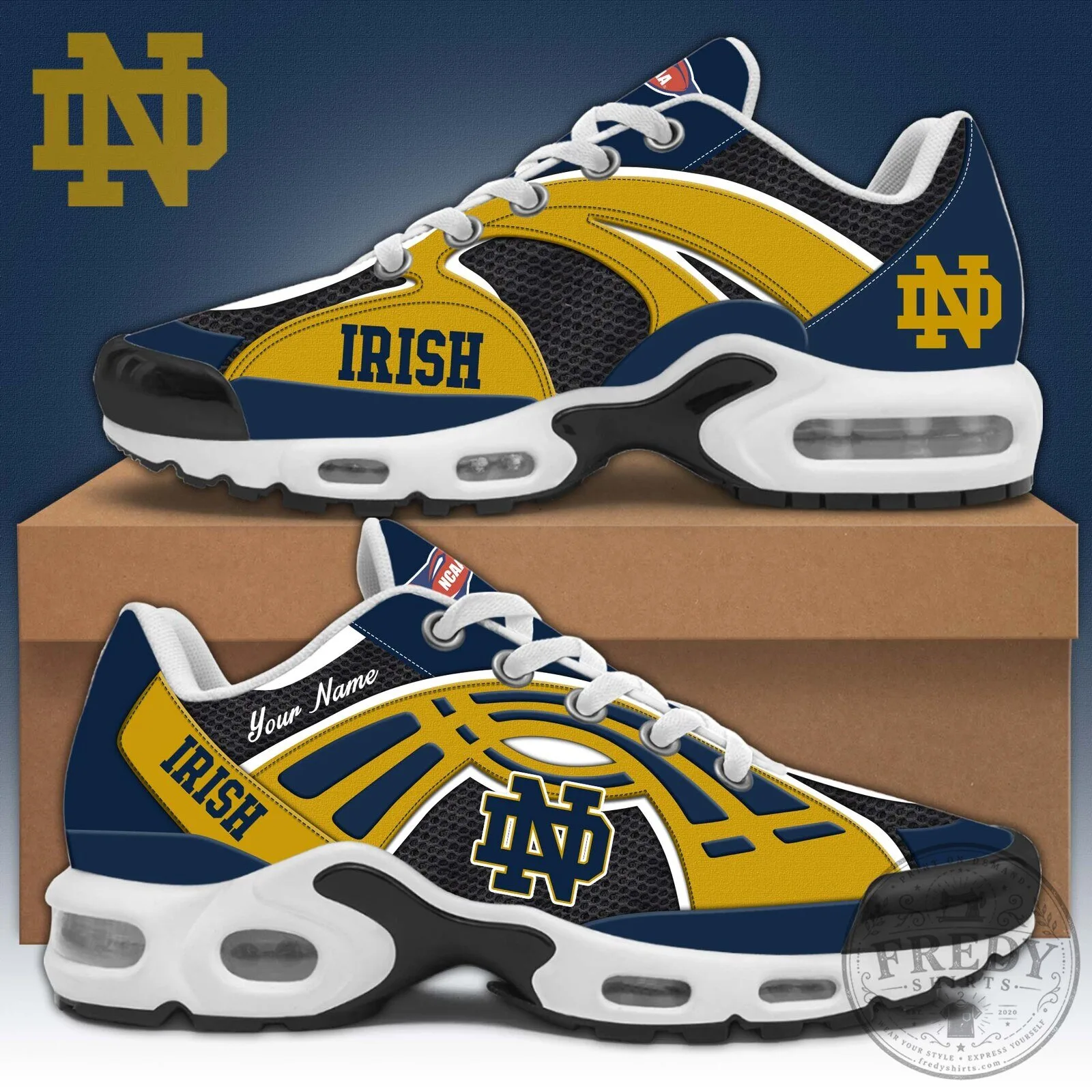 Custom Running Shoes for Notre Dame Fighting Irish Fans
