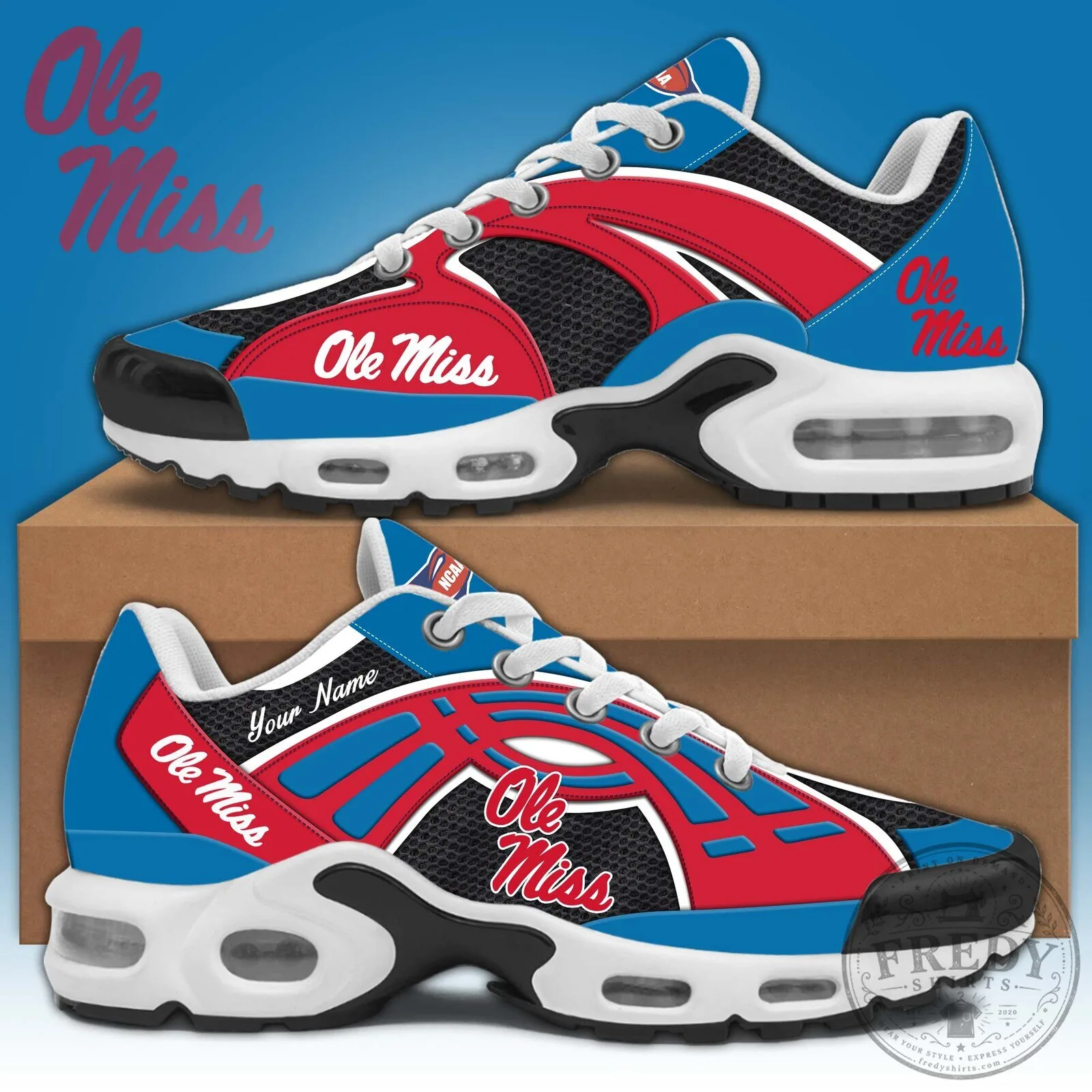 Ole Miss Rebels Personalized Athletic Shoes Custom Name University of Mississippi Sneakers