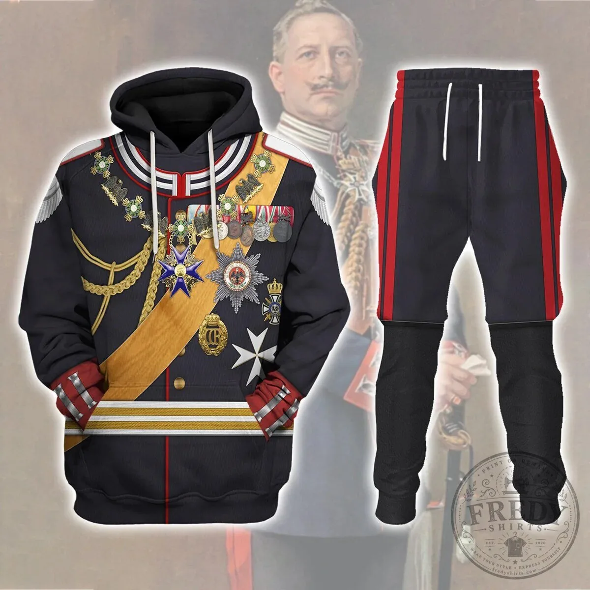Kaiser Wilhelm II Gala Uniform German Empire Historical Cosplay Hoodie
