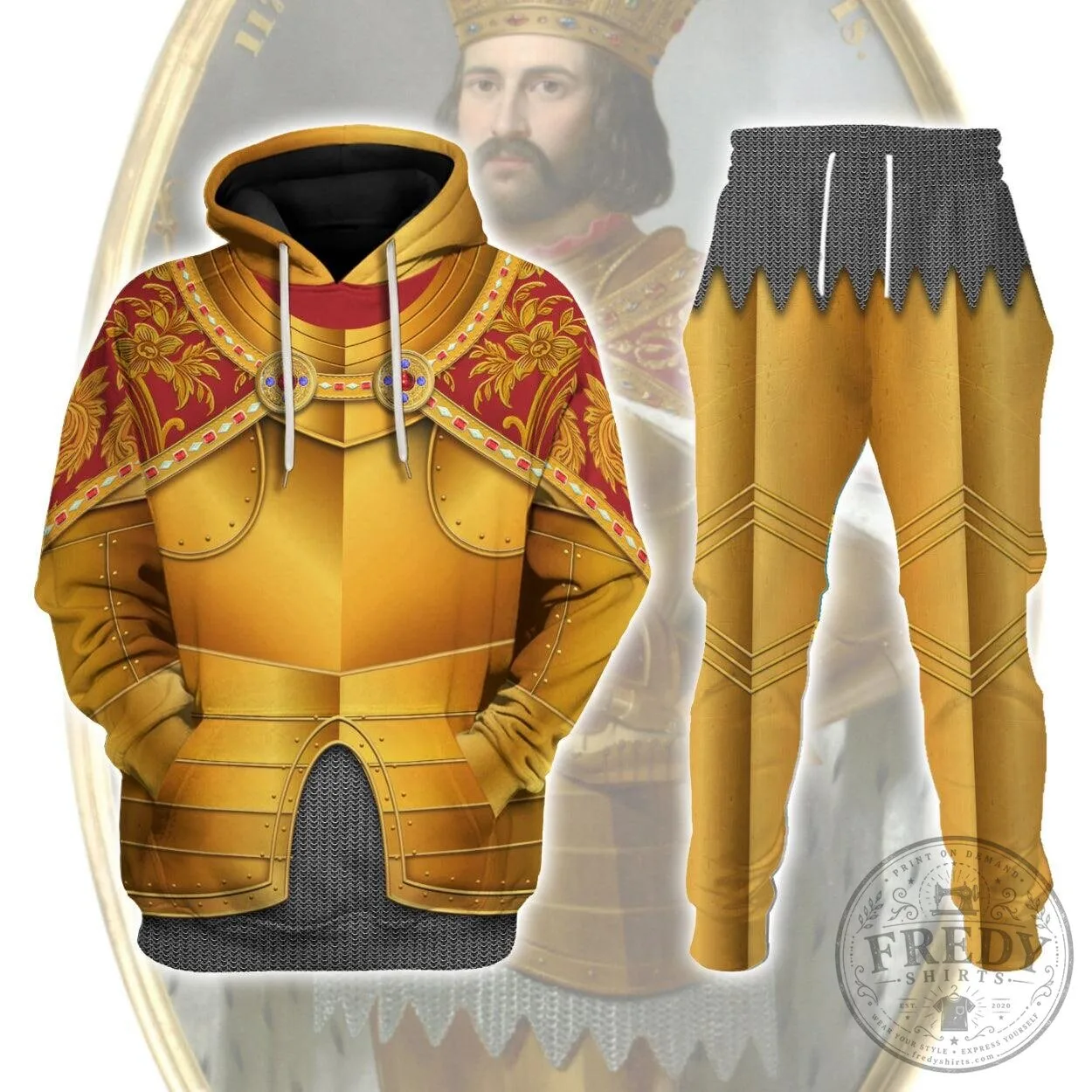 Holy Roman Emperor Otto I Medieval Armor Costume Hoodie and Pants Set