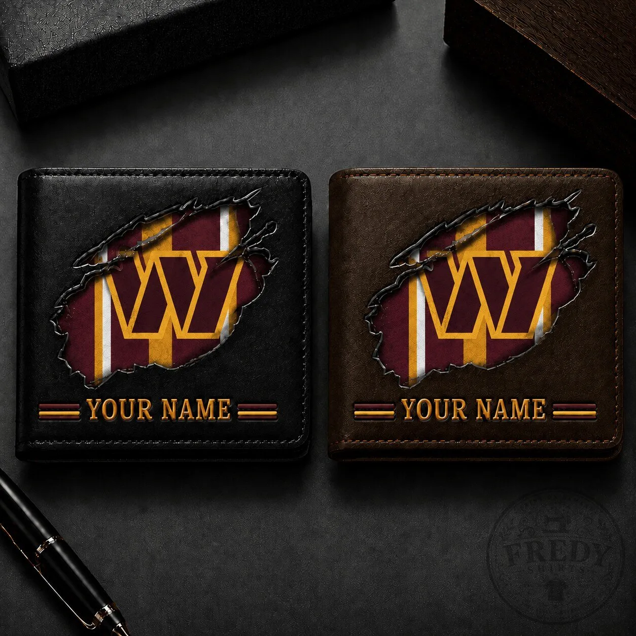 Washington Commanders Custom Name Football Team Fan Wallet