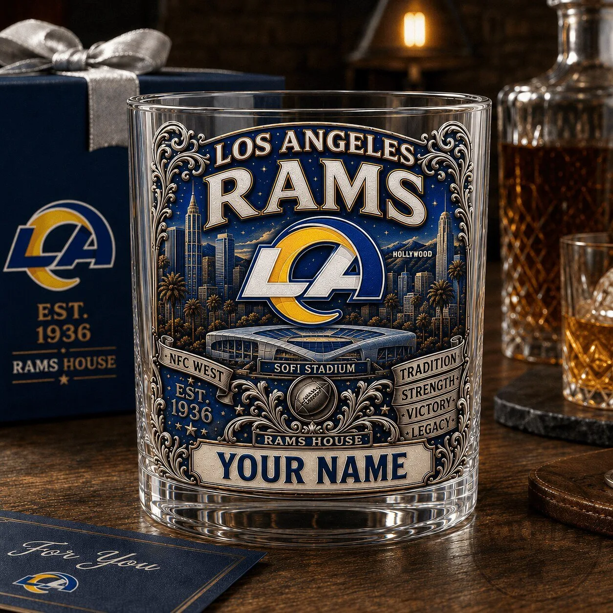 Los Angeles Rams NFL SoFi Stadium Whiskey Glass
