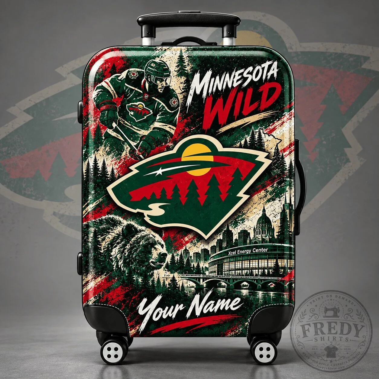 Minnesota Wild NHL Hockey Team Personalized Arena Pride Luggage Suitcase Cover
