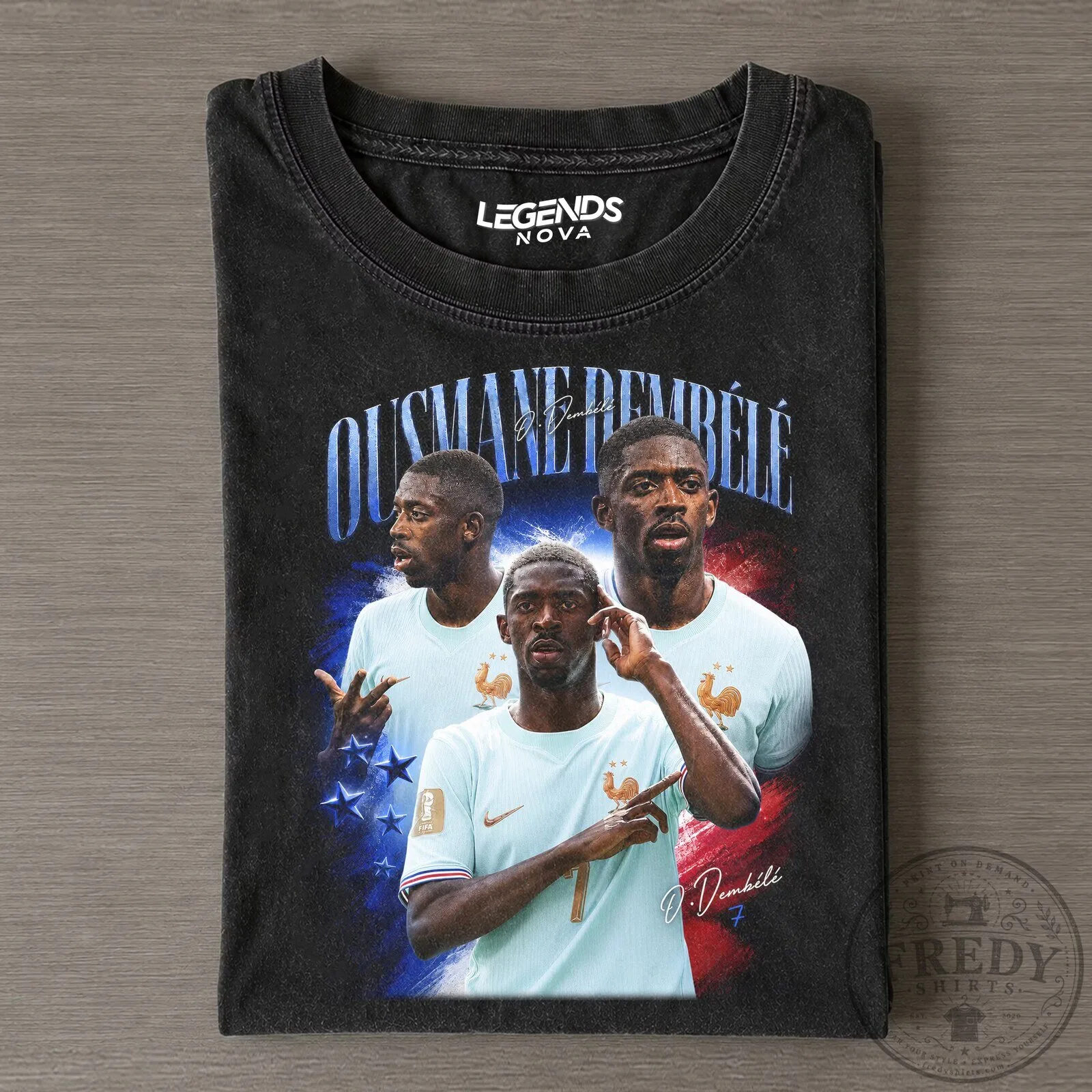 Graphic T-Shirt featuring Ousmane Dembele, France Football Star