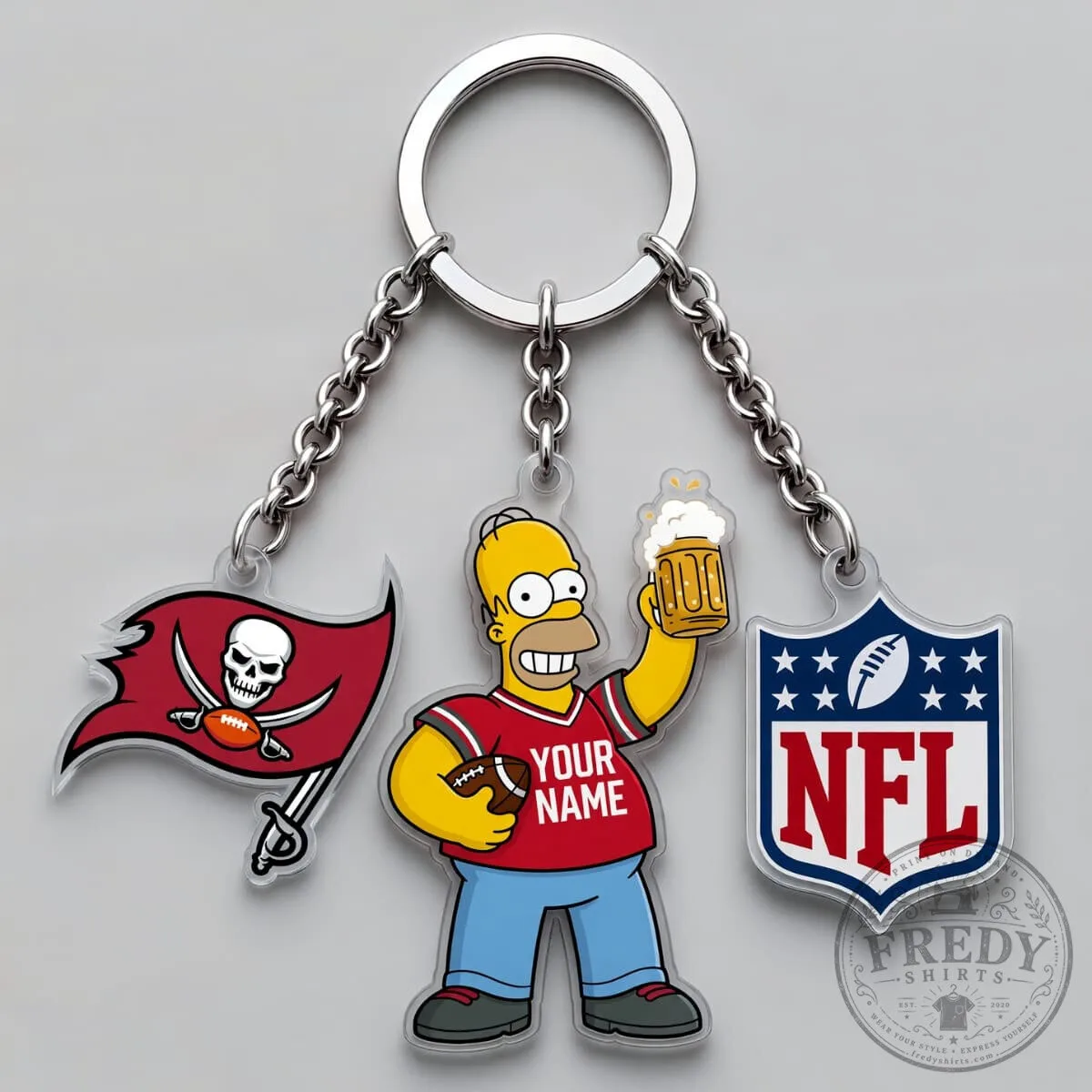 Tampa Bay Buccaneers Homer Simpson NFL Football Triple Charm Keychain