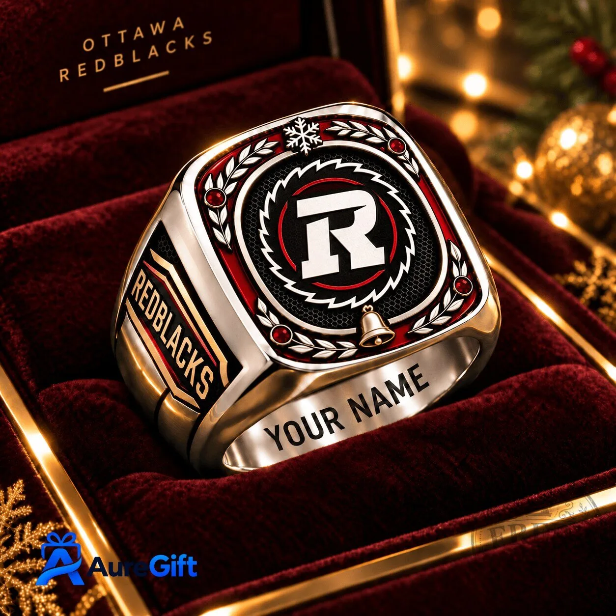 Ottawa REDBLACKS Canadian Football League Christmas Personalized Ring
