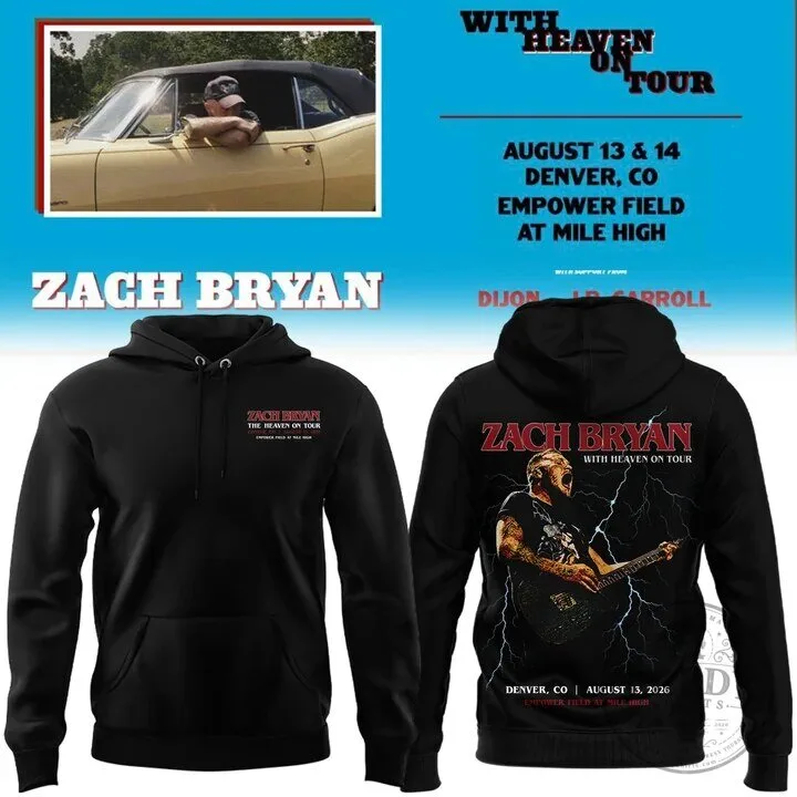 Zach Bryan The Heaven On Tour Denver Concert Hoodie