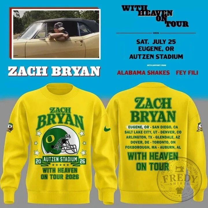 Zach Bryan With Heaven On Tour 2026 Oregon Ducks Football Sweatshirt
