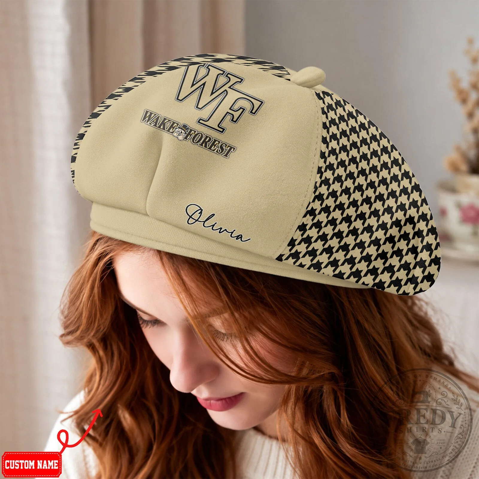 Wake Forest Demon Deacons Houndstooth Personalized Beret Hat