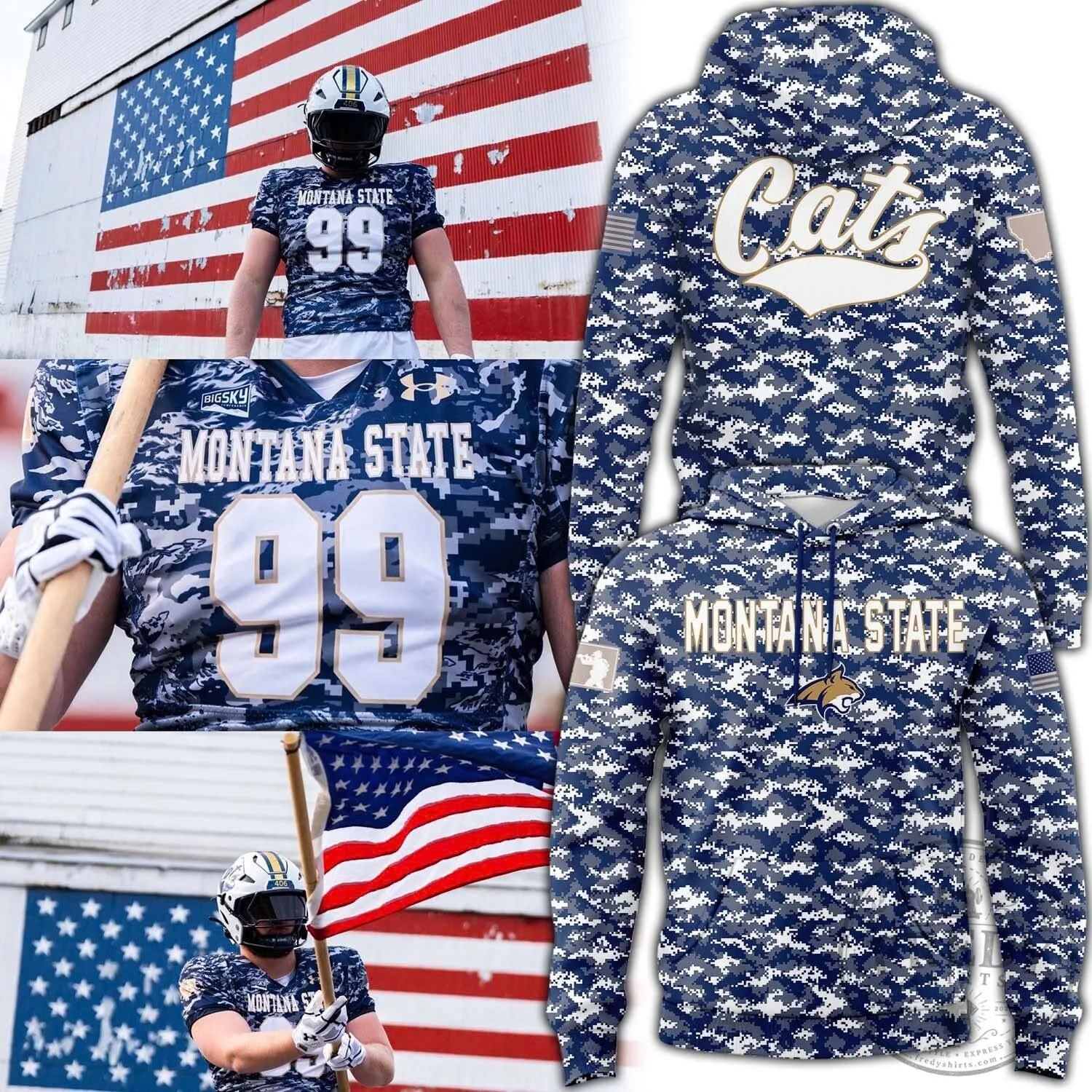 Montana State Bobcats Camouflage Salute to Service Hoodie