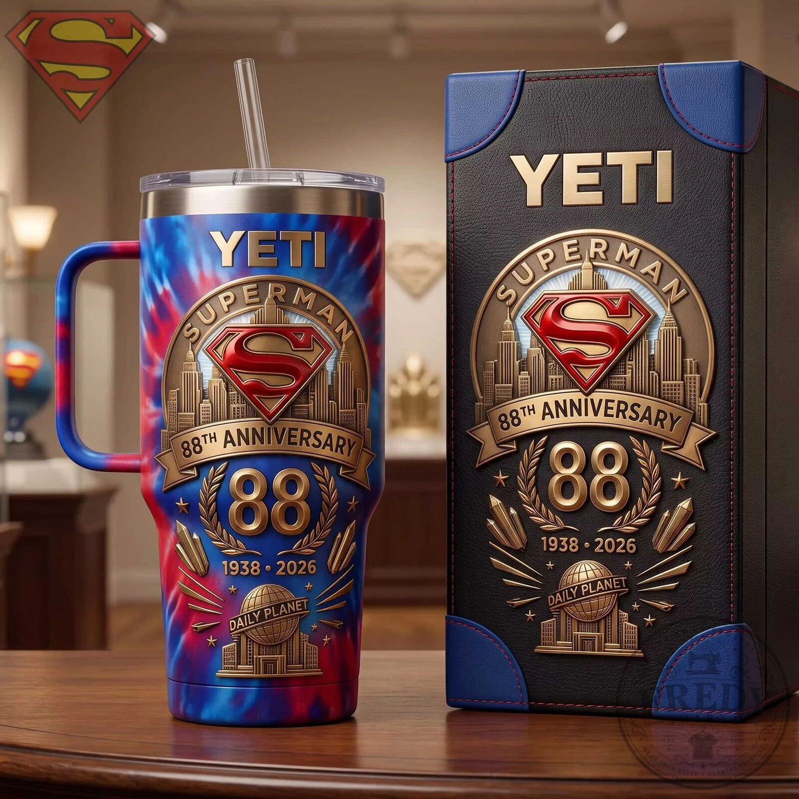 Superman 88th Anniversary Yeti Tumbler with Handle and Straw