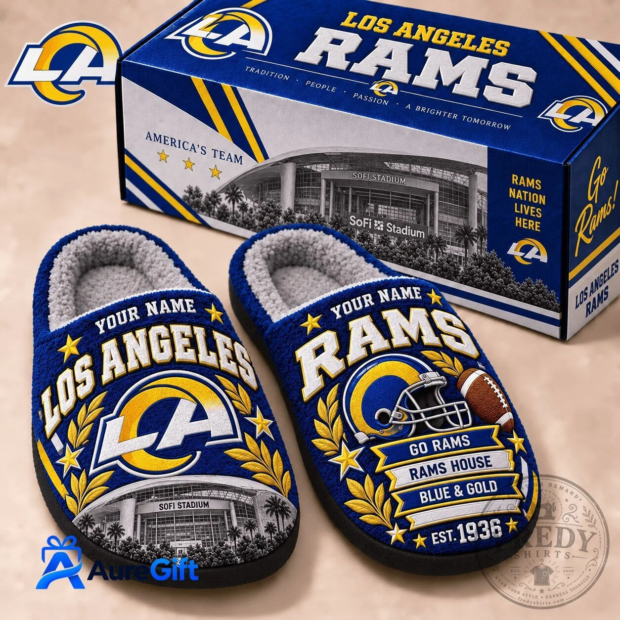 Los Angeles Rams Personalized Football Team Fan Slippers 2 Los Angeles Rams Personalized Football Team Fan Slippers