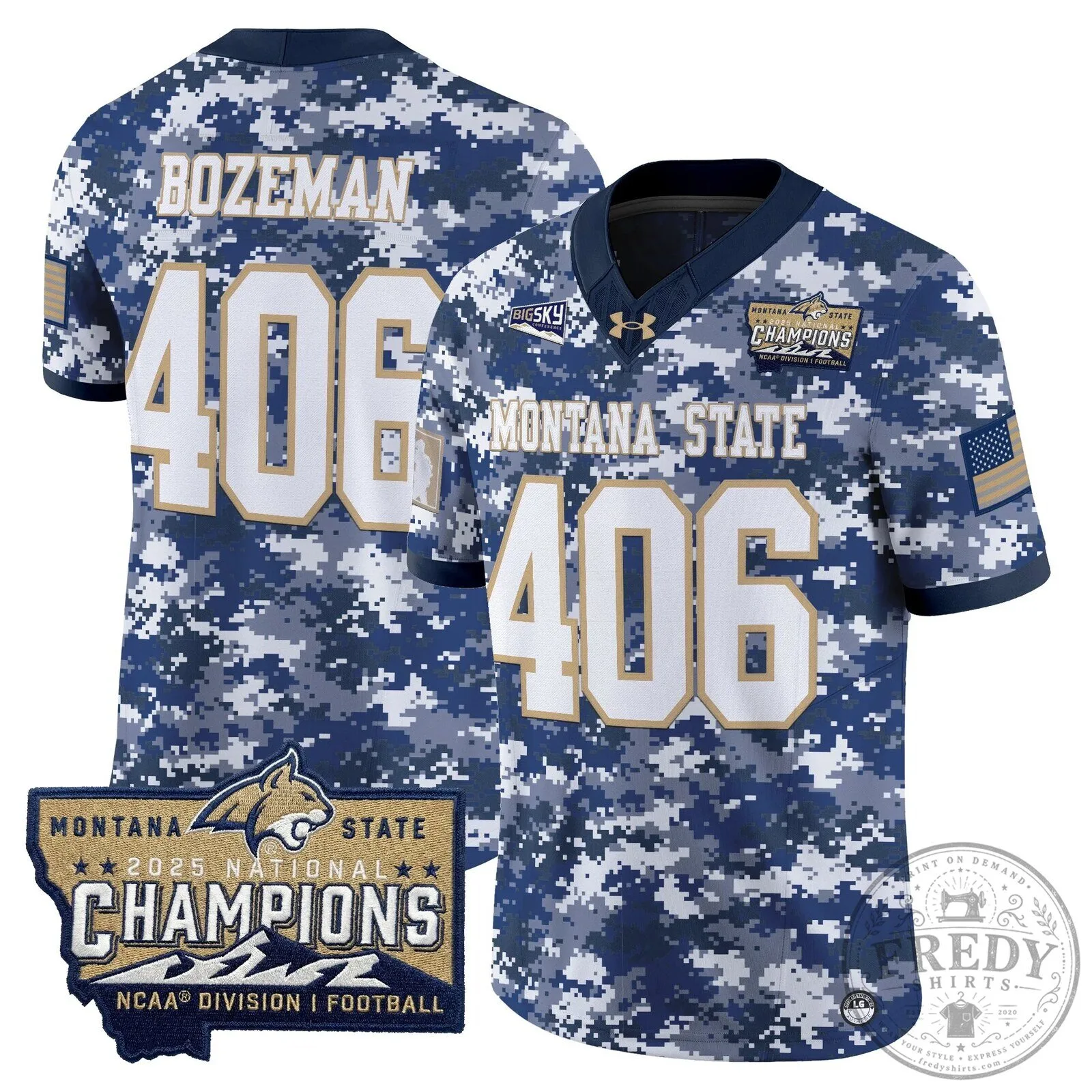 2025 National Champions Jersey for Montana State Bobcats Football 53 2025 National Champions Jersey for Montana State Bobcats Football