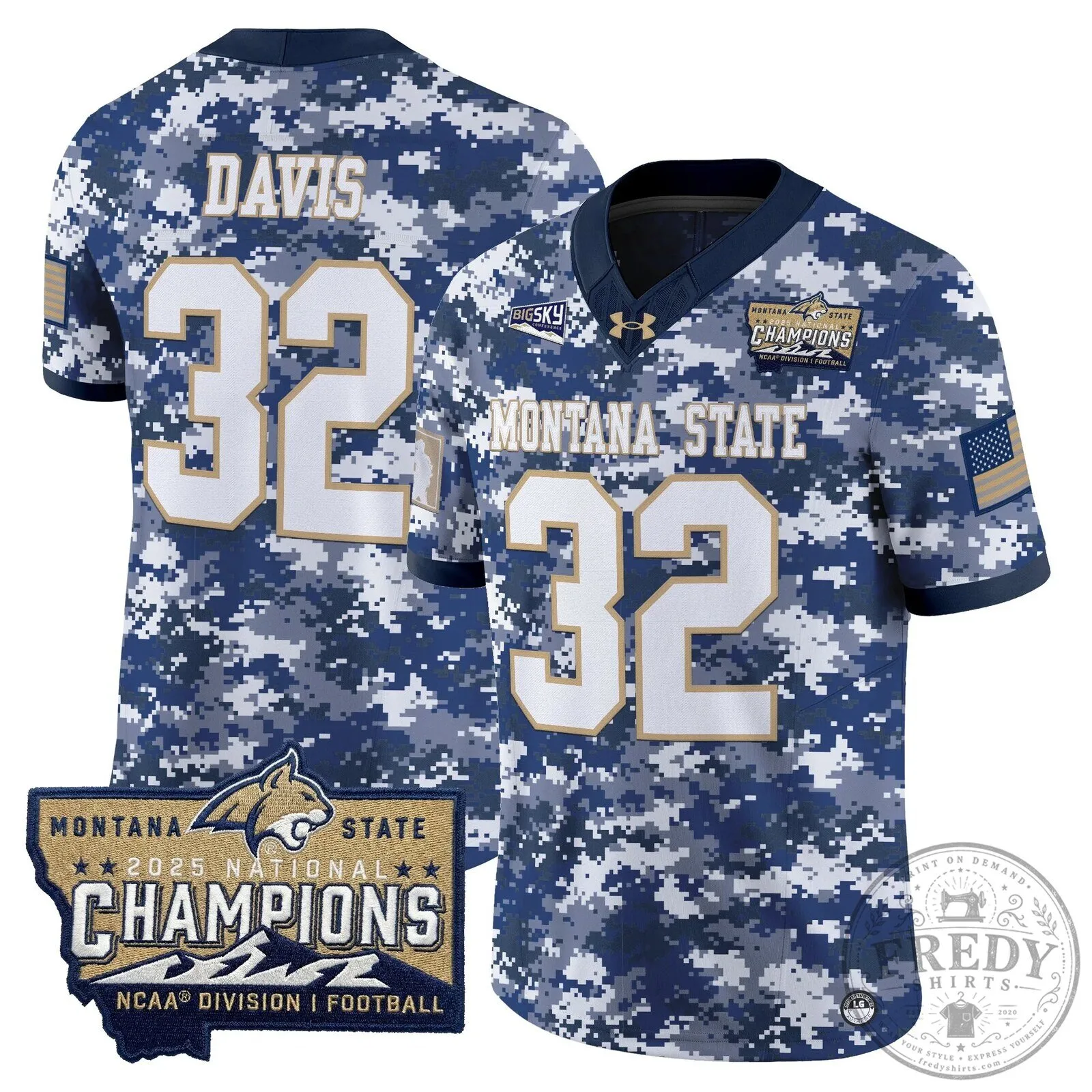 2025 National Champions Jersey for Montana State Bobcats Football 54 2025 National Champions Jersey for Montana State Bobcats Football
