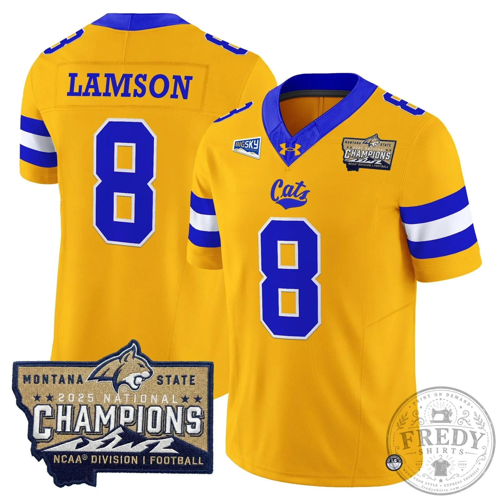 2025 National Champions Jersey for Montana State Bobcats Football 68 2025 National Champions Jersey for Montana State Bobcats Football