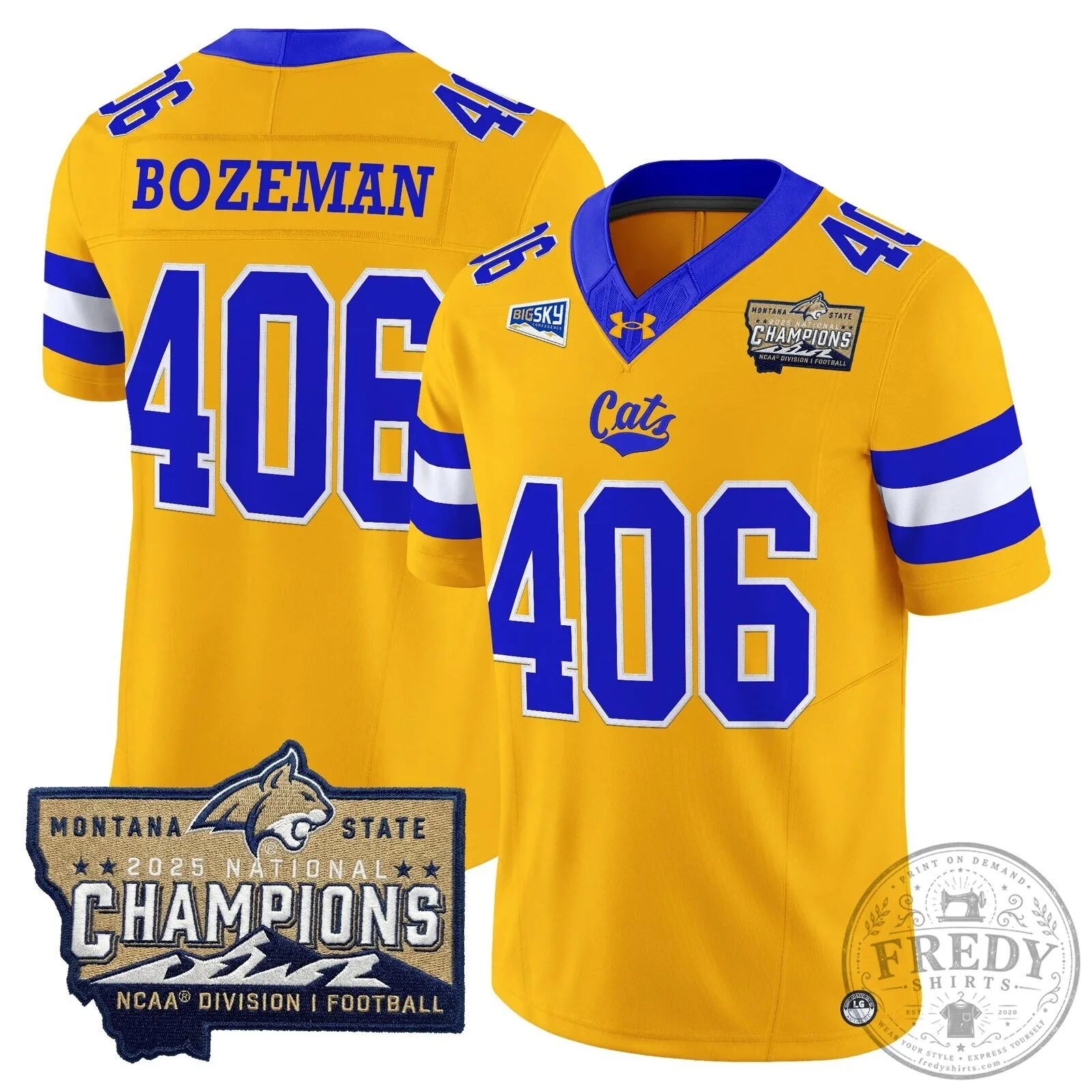 2025 National Champions Jersey for Montana State Bobcats Football 69 2025 National Champions Jersey for Montana State Bobcats Football