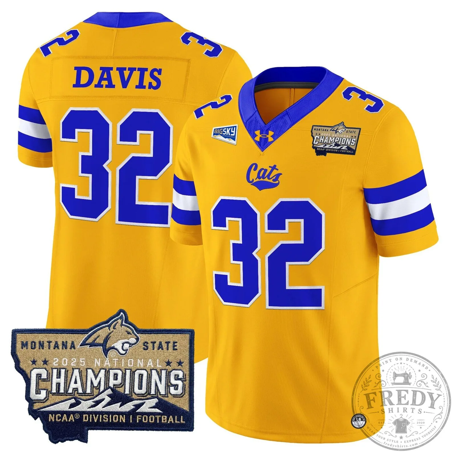 2025 National Champions Jersey for Montana State Bobcats Football 70 2025 National Champions Jersey for Montana State Bobcats Football