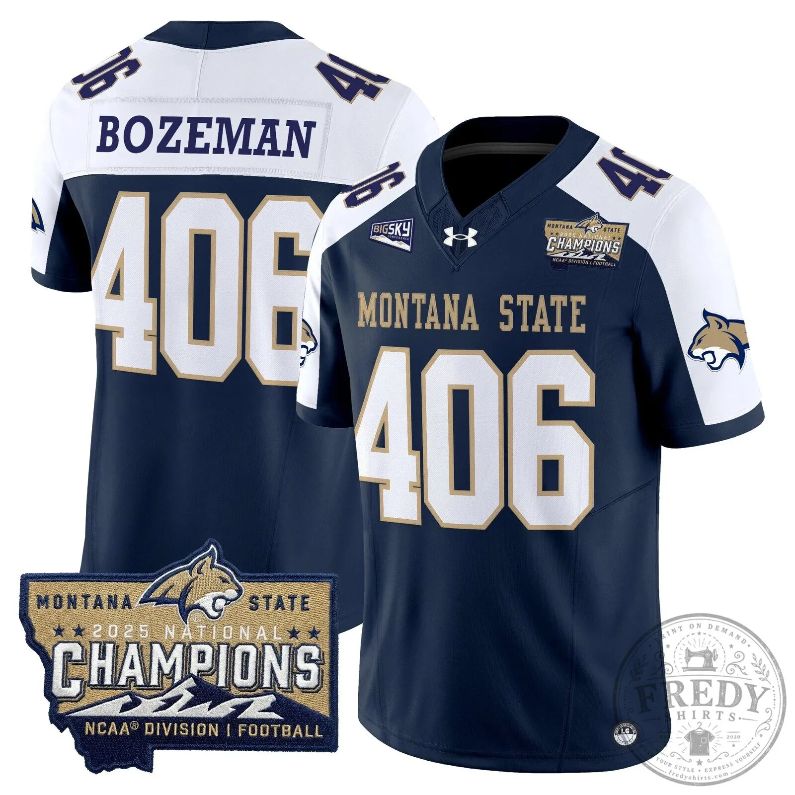 2025 National Champions Jersey for Montana State Bobcats Football 77 2025 National Champions Jersey for Montana State Bobcats Football