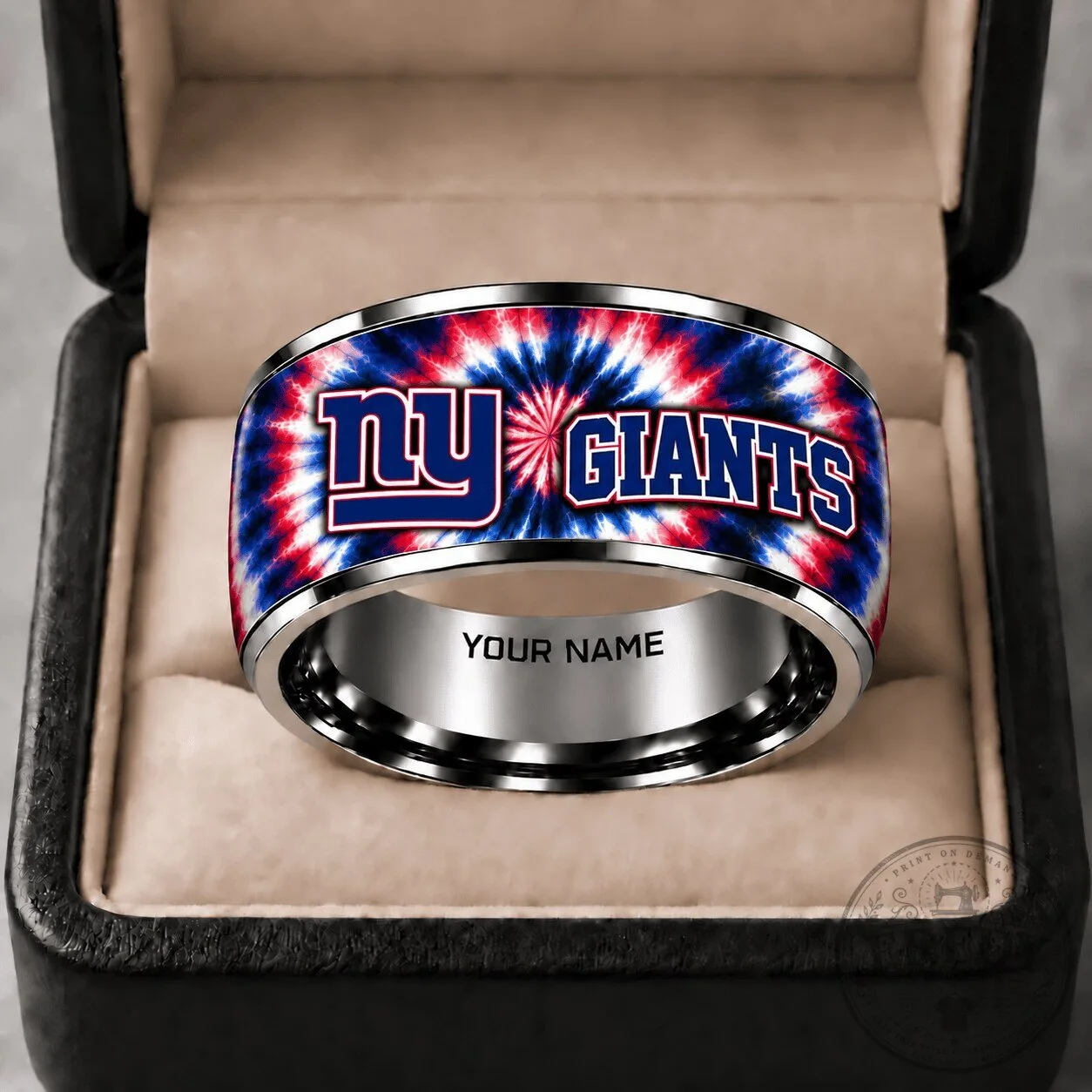 New York Giants Tie Dye Logo Personalized Tungsten Steel Ring