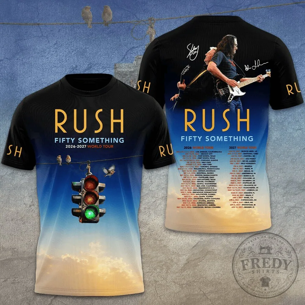 Fifty Something World Tour 2026-2027 Concert Schedule T-Shirt by Rush Band