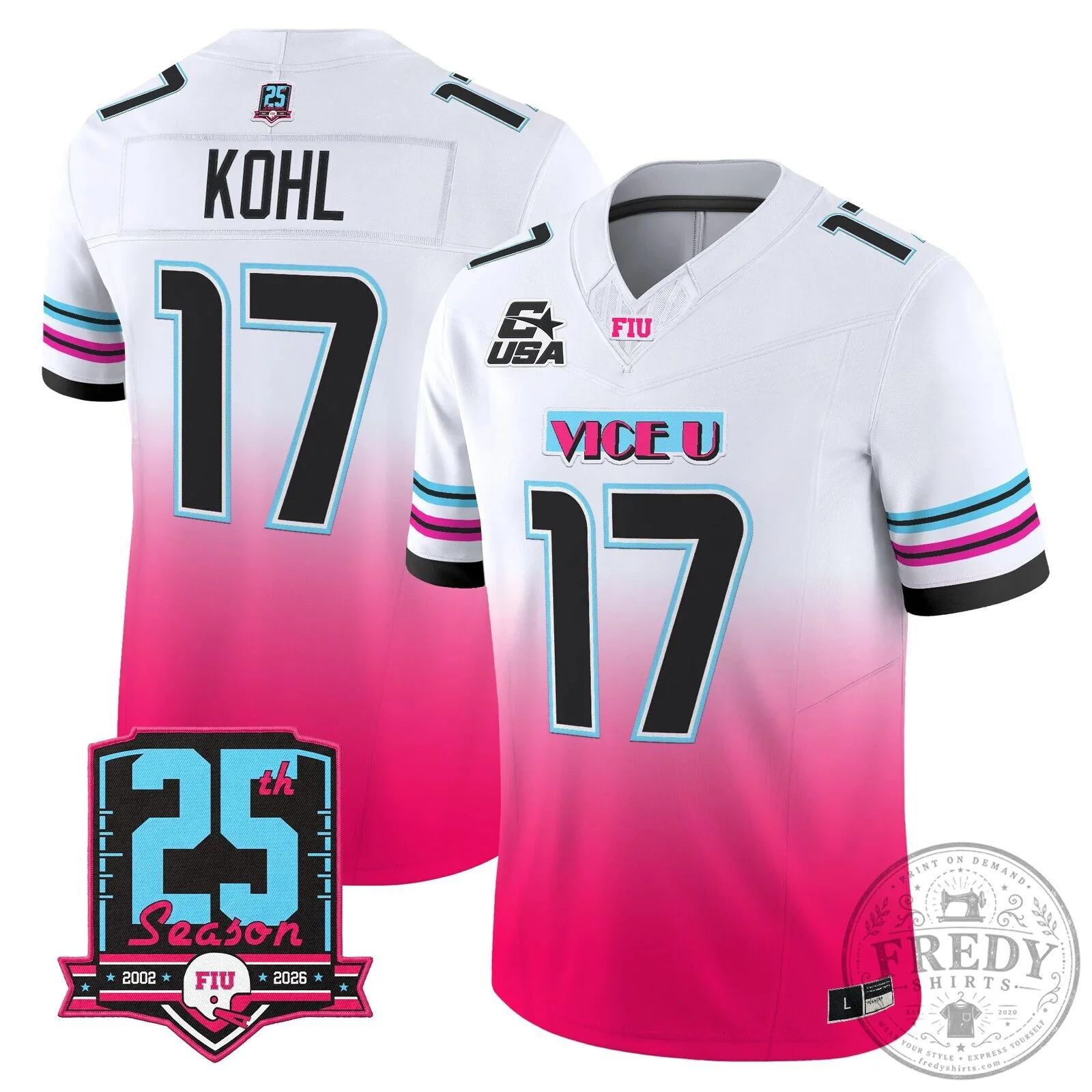Florida International Panthers 2026 Pink Vice Vapor Limited Football Jersey 1 Florida International Panthers 2026 Pink Vice Vapor Limited Football Jersey