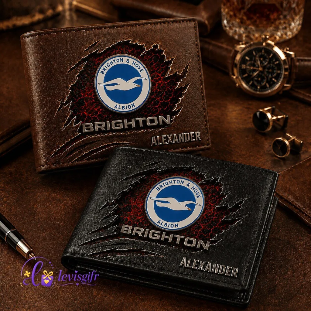 Brighton & Hove Albion Football Club Personalized Leather Wallet for Men