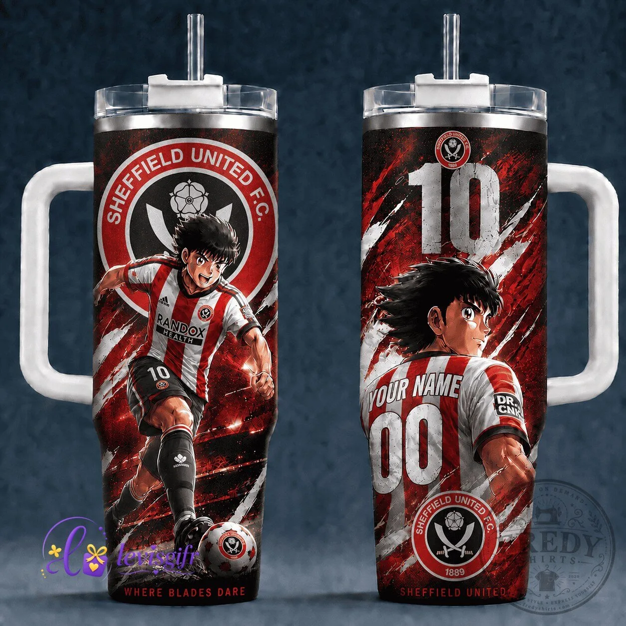Sheffield United Football Club Soccer Anime Art Personalized Stainless Steel Tumbler