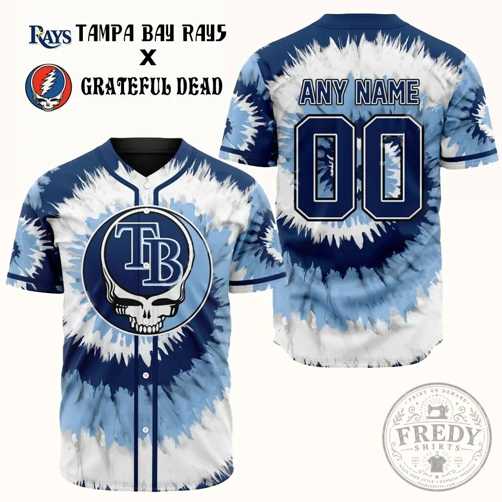 Tampa Bay Rays Baseball Grateful Dead Tie Dye Custom Name Jersey