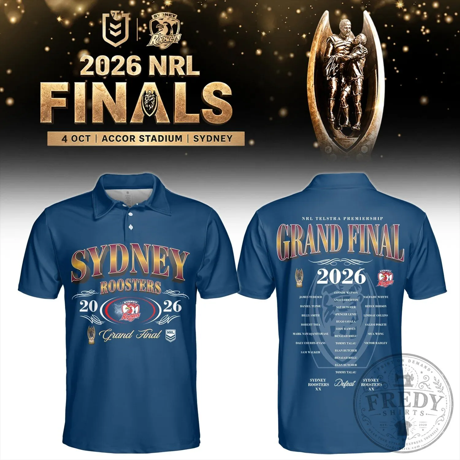 Sydney Roosters NRL Grand Final 2026 Rugby League Polo Shirt