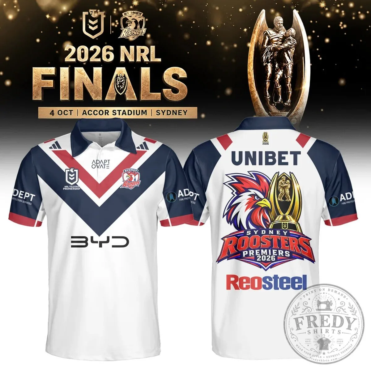 2026 Polo Shirt for National Rugby League Champions Sydney Roosters