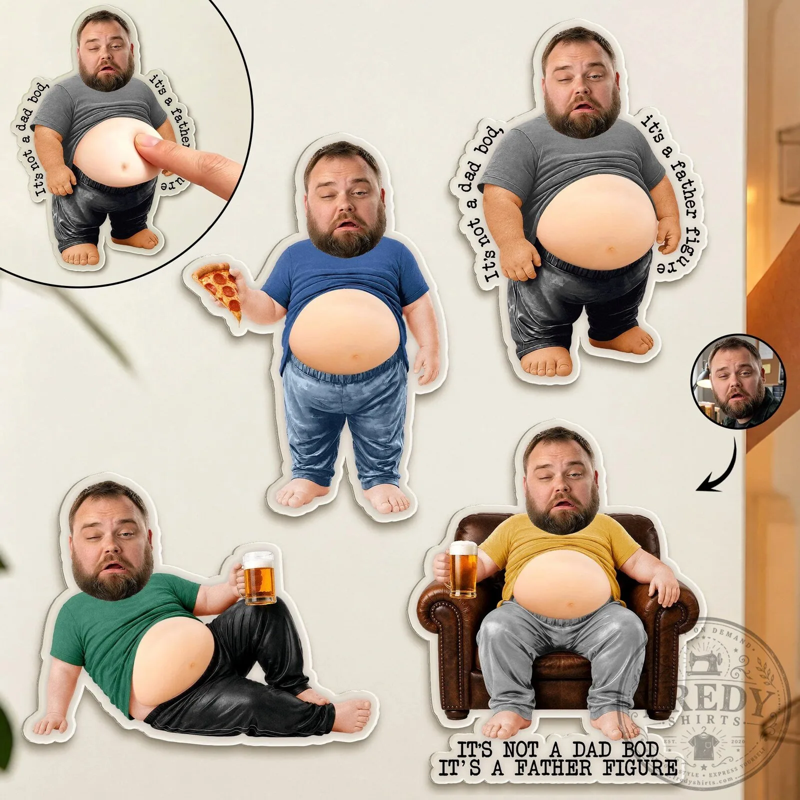Personalized Dad Bod Belly Photo Fridge Magnet, Funny Father's Day Gift