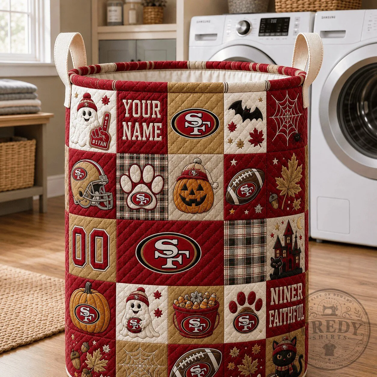 San Francisco 49ers Halloween Personalized Quilted Laundry Basket