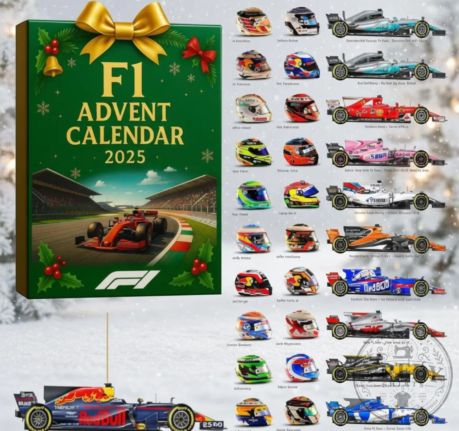 Formula 1 Racing Cars and Helmets Advent Calendar 2025 Christmas Gift Box