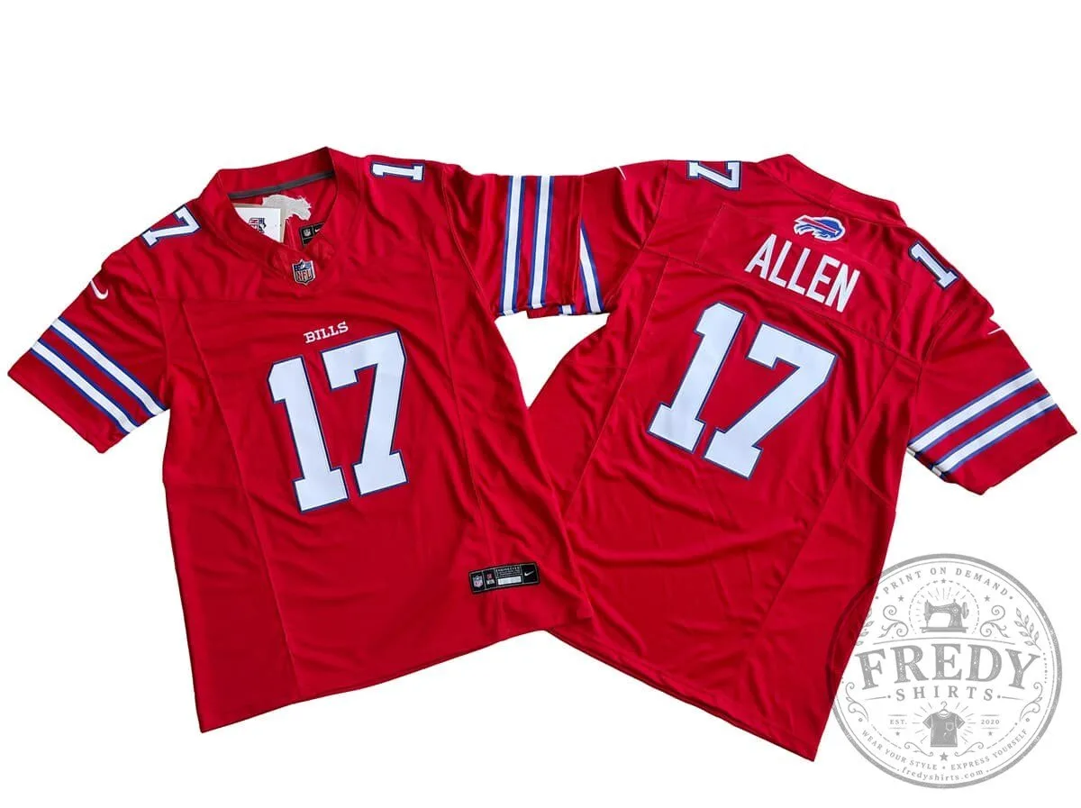 Josh Allen Buffalo Bills Red Number 17 Football Jersey