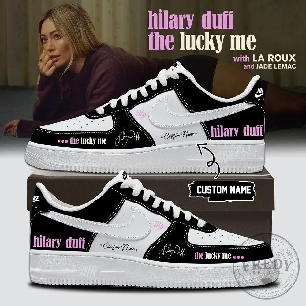 Hilary Duff The Lucky Me Tour Custom Name Black and White Sneakers 3 Hilary Duff The Lucky Me Tour Custom Name Black and White Sneakers