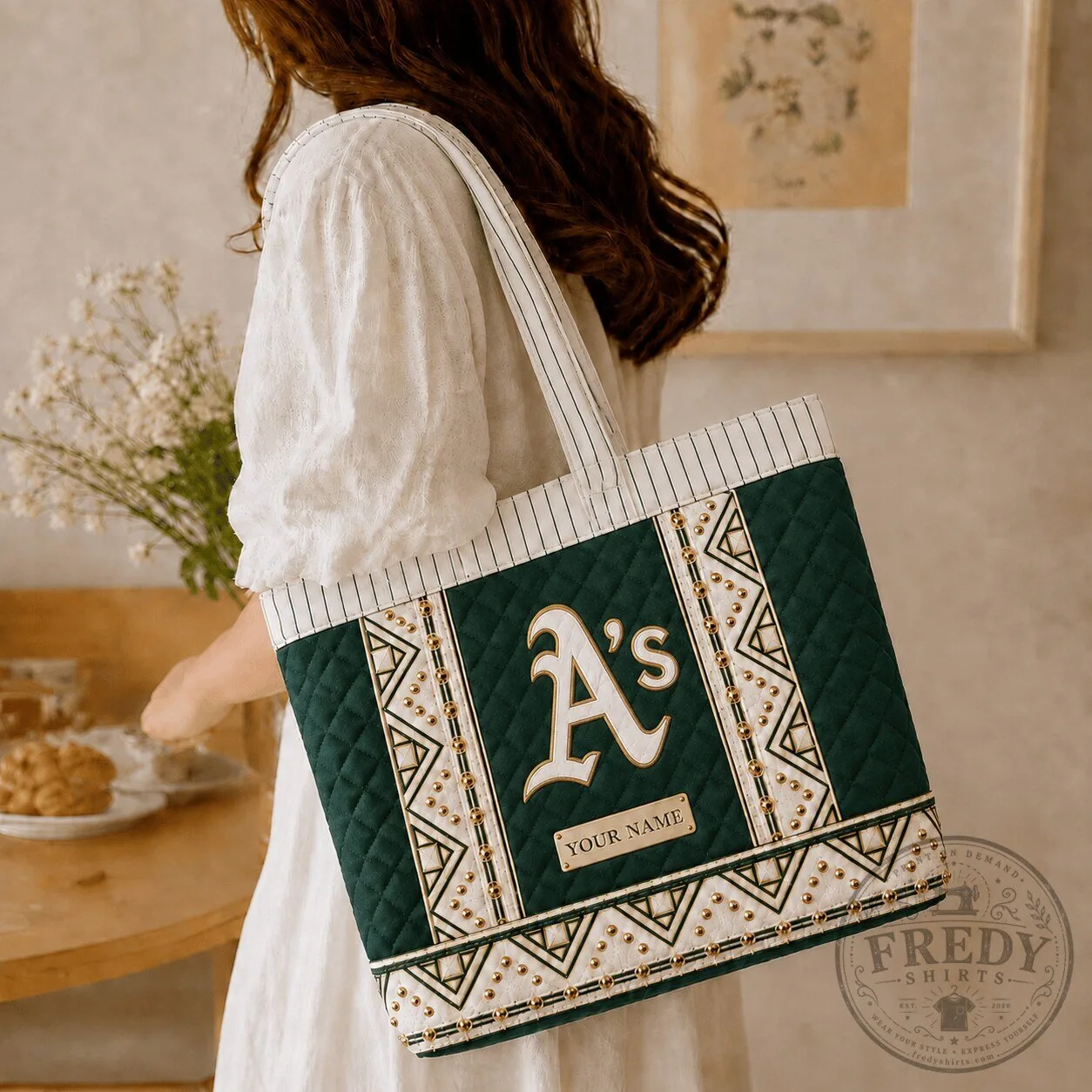 Oakland Athletics MLB Baseball Quilted Tote Bag Personalized Gift For Fans