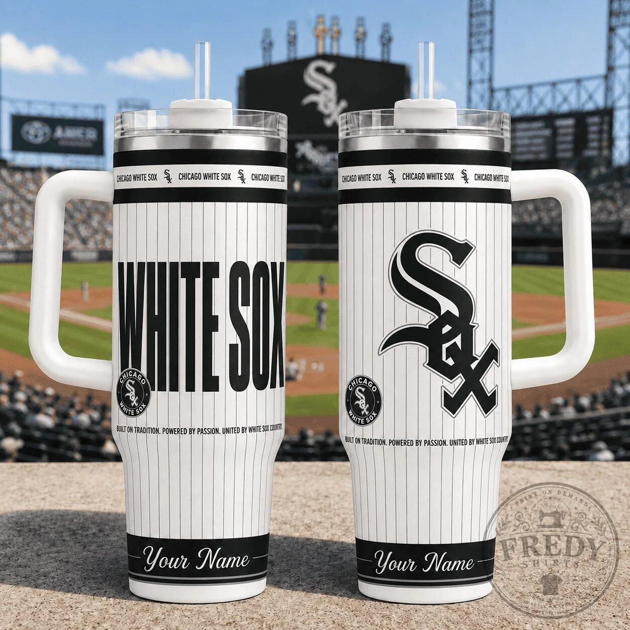 Chicago White Sox Baseball Pinstripe Tumbler with Handle