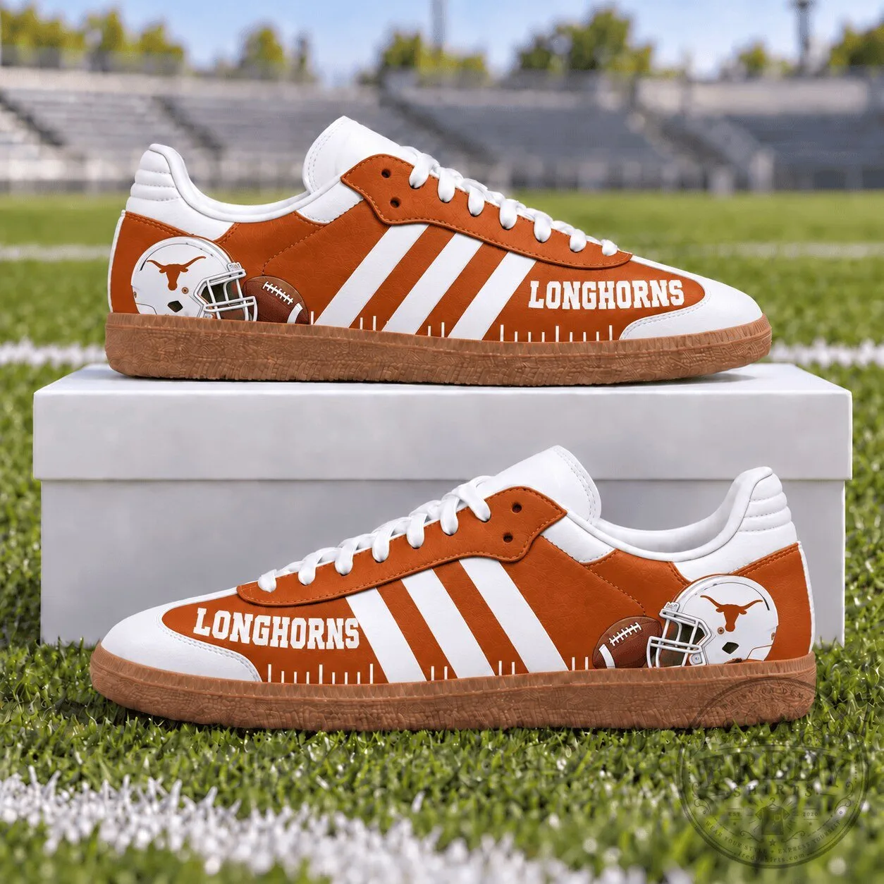 Texas Longhorns Football Team White Stripe Orange Sneakers Shoes