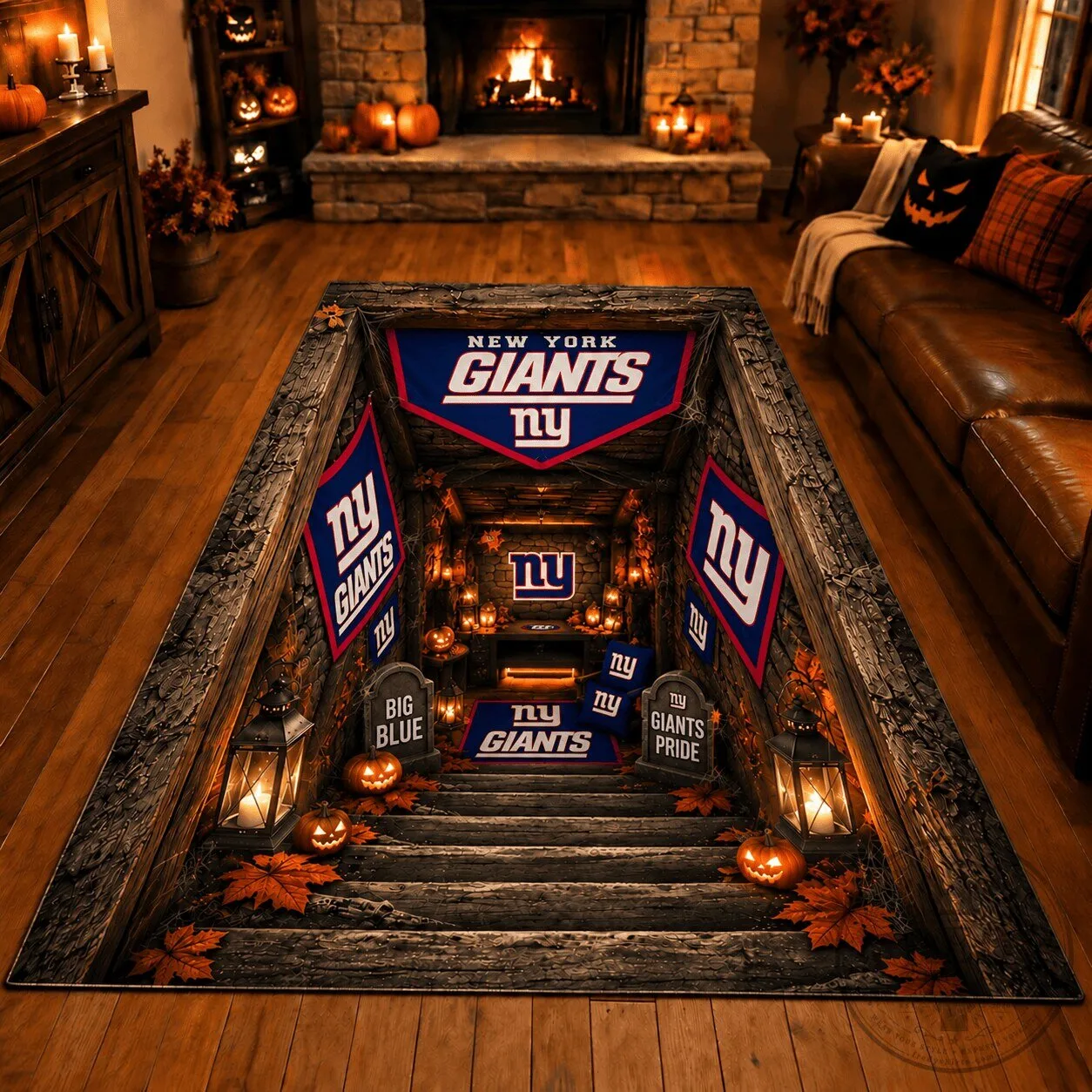 New York Giants NFL Football Team Fan Cave Area Rug