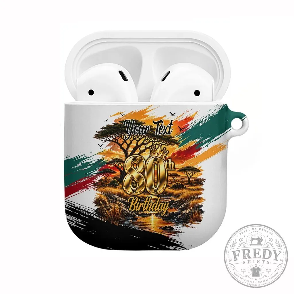 Personalized 80th Birthday African Safari Sunset Savanna Landscape AirPods Case