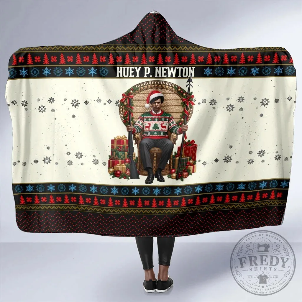 Huey P. Newton Black Panther Christmas Ugly Holiday Hooded Blanket